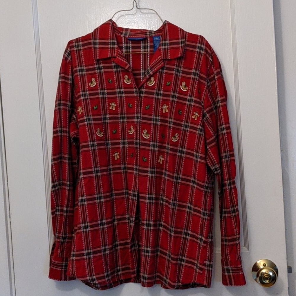Holiday Christmas Karen scott button down top